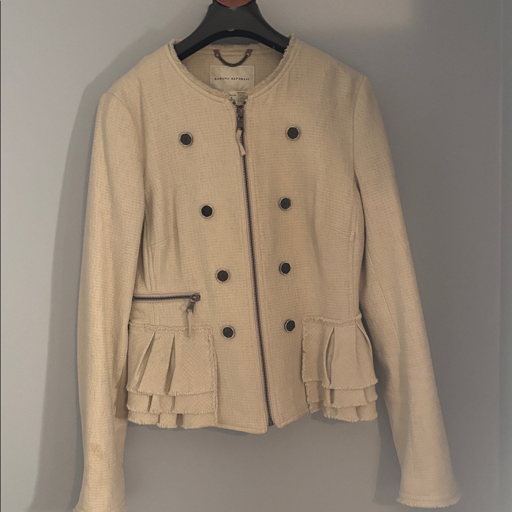 Banana Republic Cream Textured Jacket